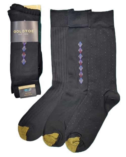 Gold Toe Dress Socks Extended Size 3-Pack